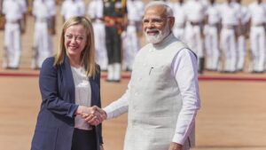 Italian PM Giorgia Meloni with Indian PM Narendra Modi
