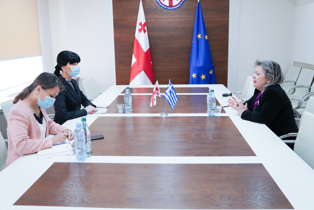 Georgian Minister Tea Akhvlediani hold talks with diplomat Maria Theodoros
