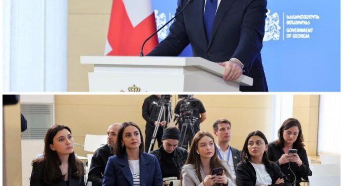 Georgian PM gives speech at briefing held in government administration