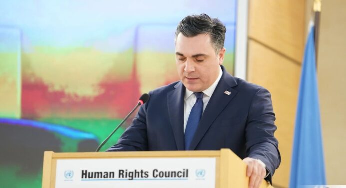 Ilia Darchiashvili addresses a session of UNHRC
