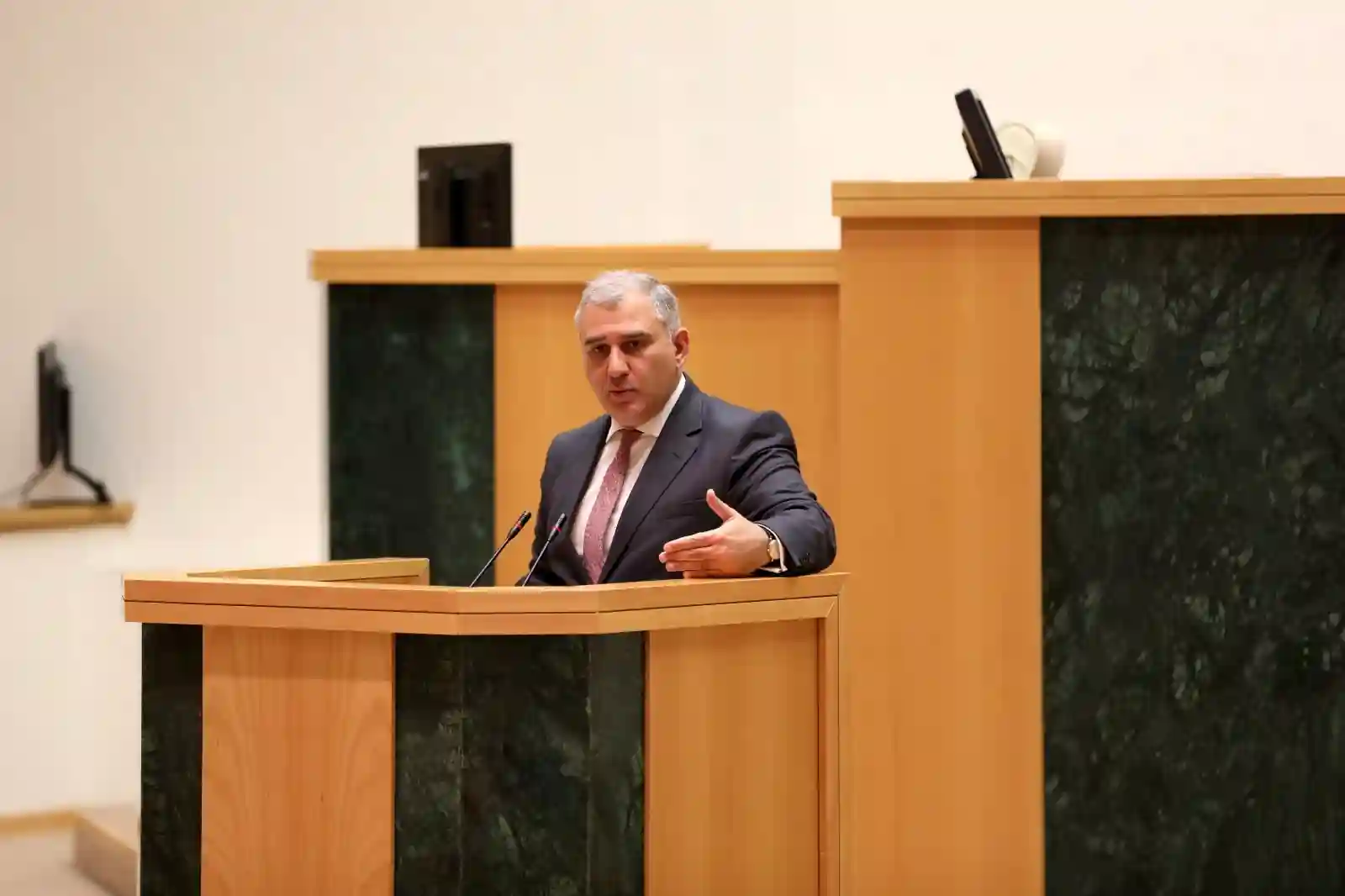 Mikheil Sarjveladze gives speech in Parliament