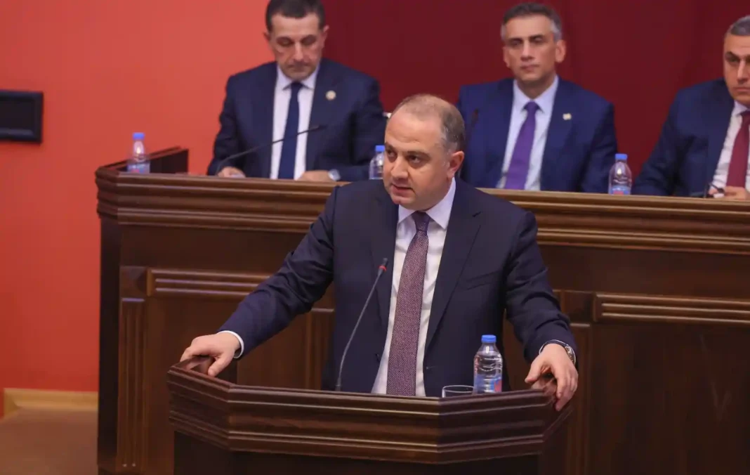 Defense Minister Irakli Chikovani informs parliament about defense sector in his speech